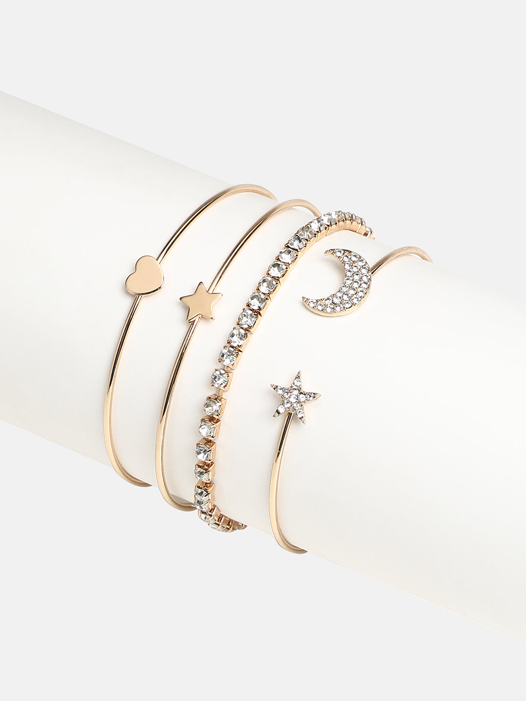 Pack of 4 Multistrand Bracelet - Metallic Gold-SOHBRC8090