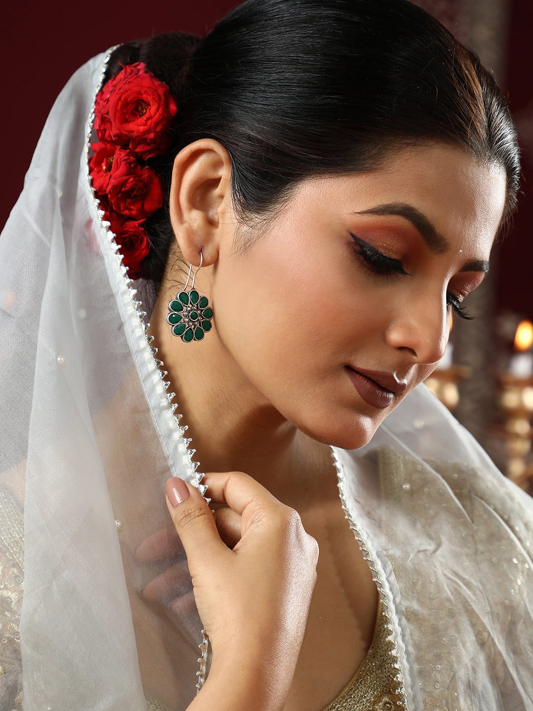 The Anahita Drop Earrings - Emerald Green-SOHEAR1006