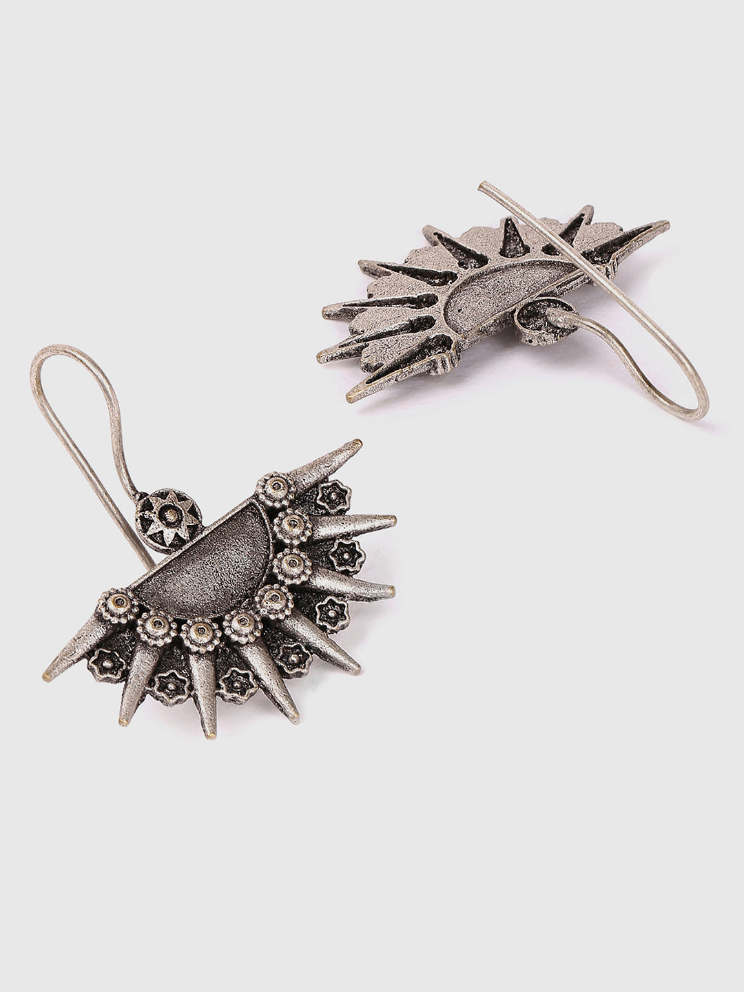 Crescent Shaped Silver-Plated Drop Earrings