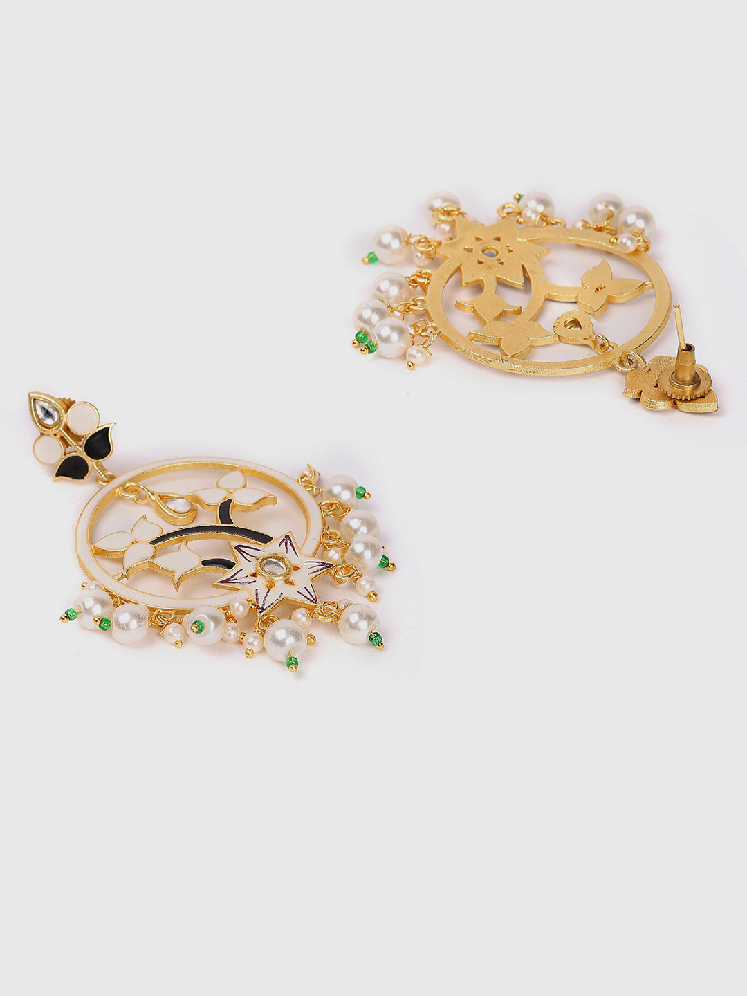 Gold-Plated Kundan Stone Chandbalis