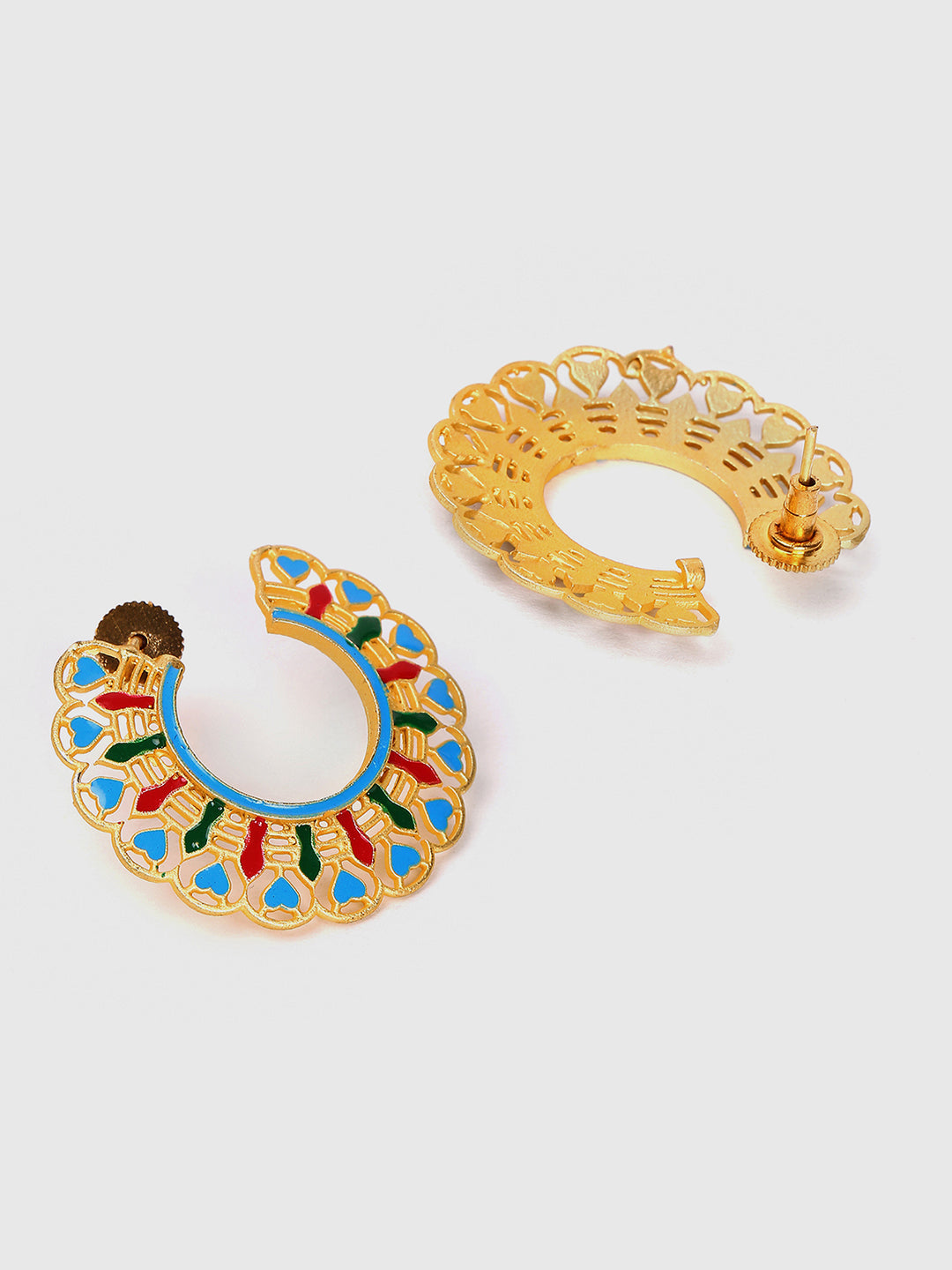 Gold-Plated Meenakari Hoop Earrings