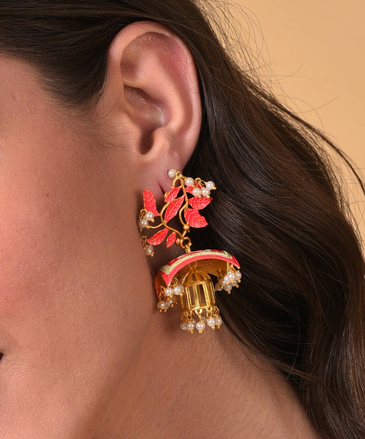 Gold Plated Pearls Drop Earring