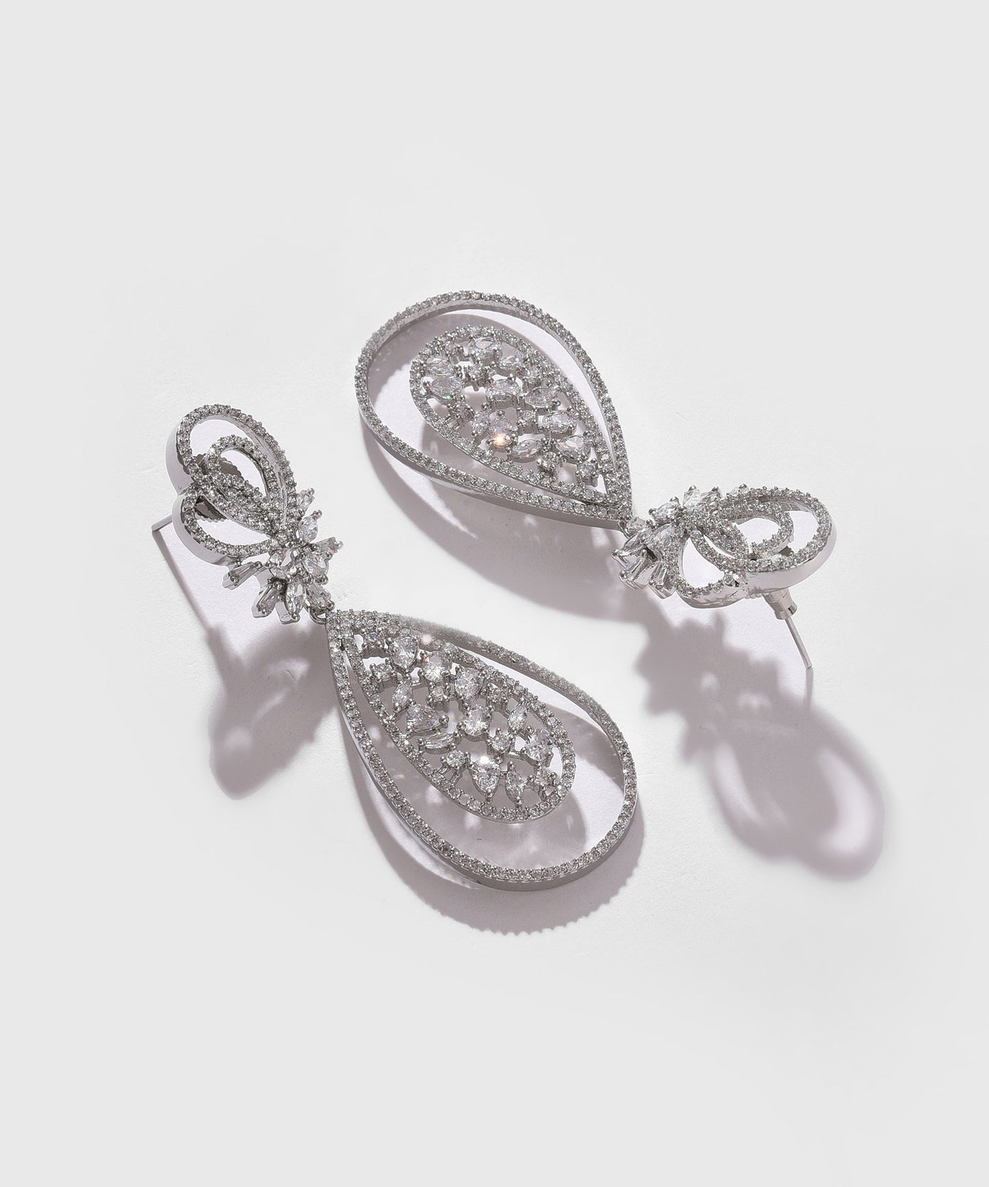 Silver Plated Designer Stone Drop Earring