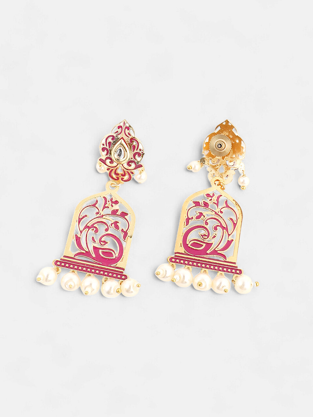 The Nabila Drop Earrings - Magenta Pink-SOHEAR1546