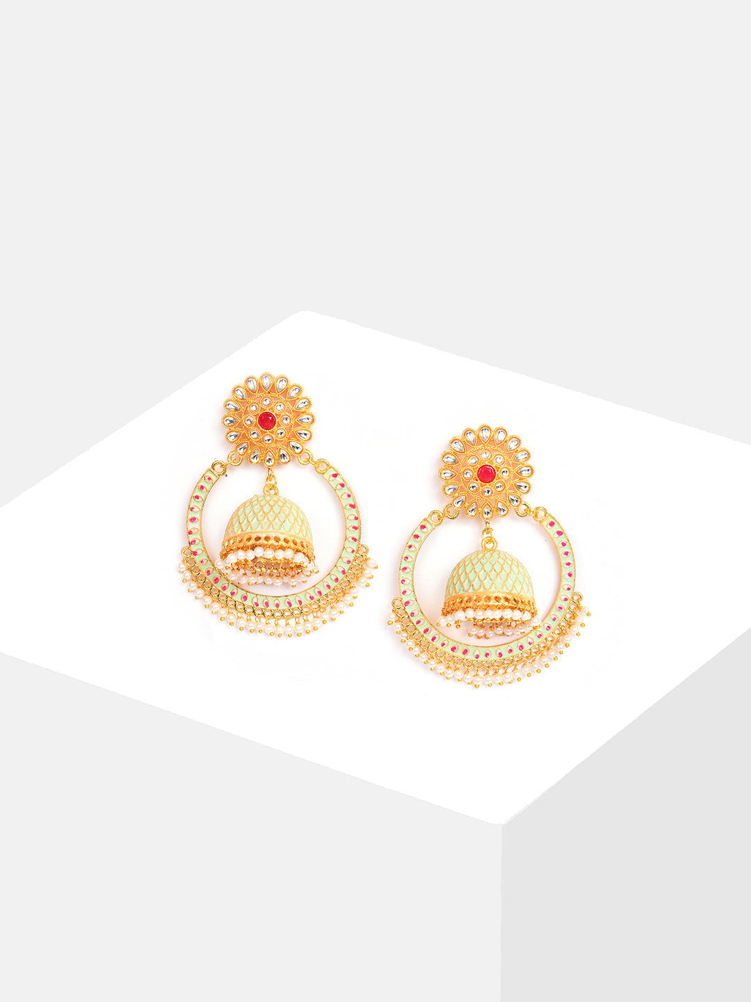 Gold Plated Designer Stone Jhumka