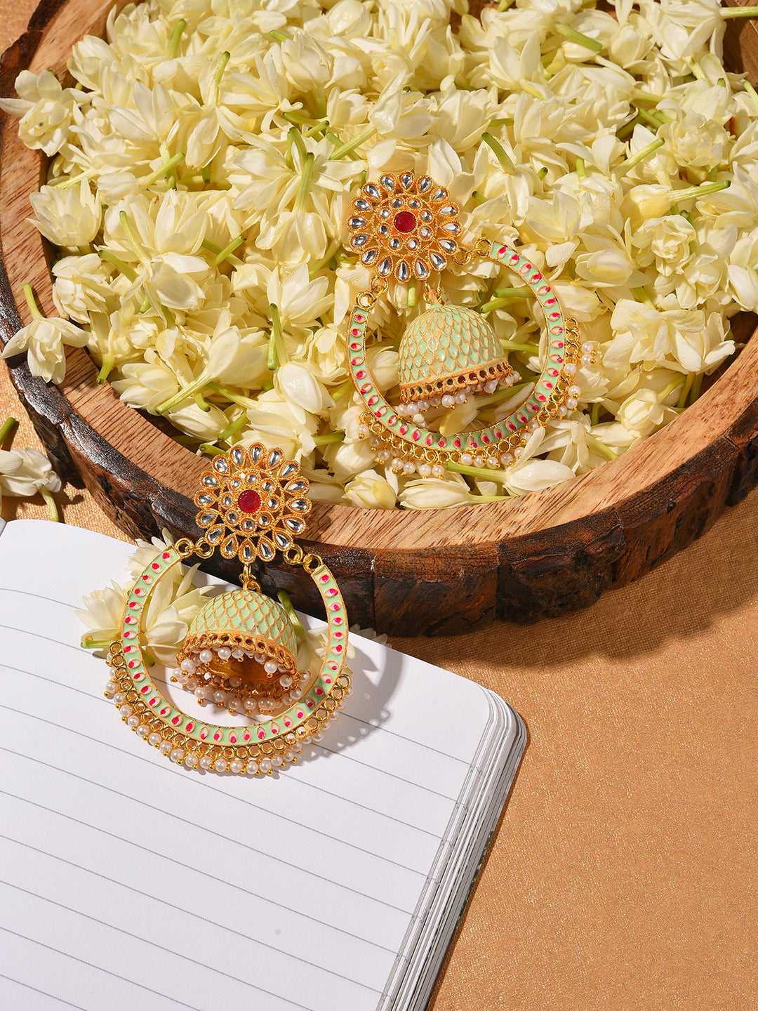 Gold Plated Designer Stone Jhumka