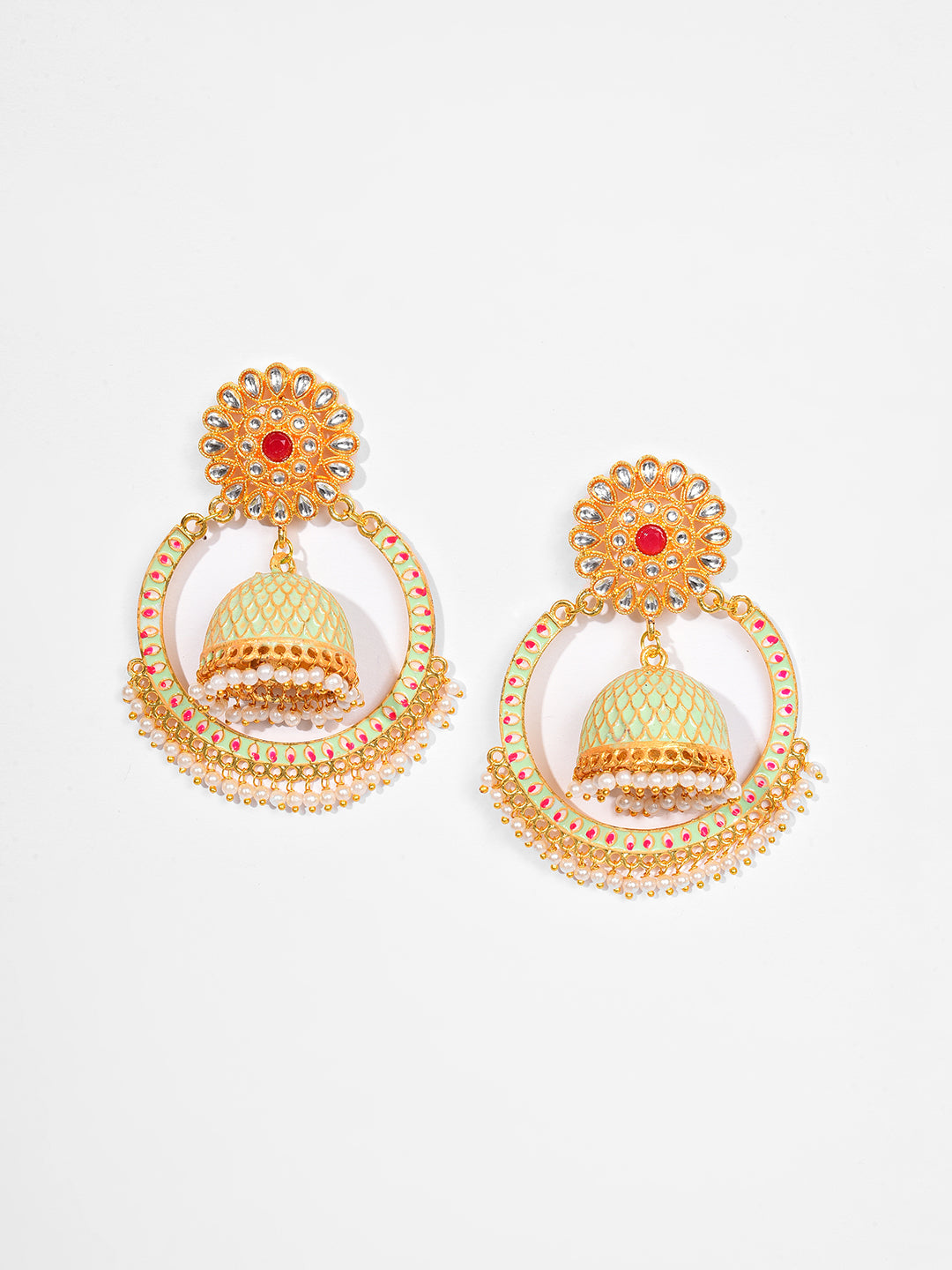 Gold Plated Designer Stone Jhumka