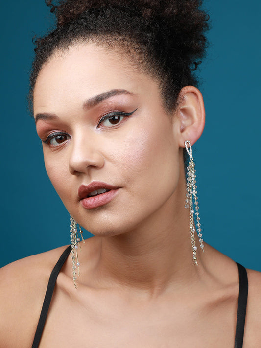 Gold-Plated Contemporary Drop Earrings