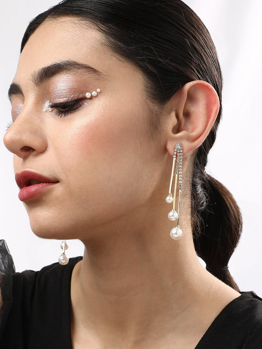 Gold Plated Pearls Party Drop Earring