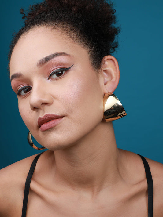 Gold-Plated Contemporary Studs Earrings