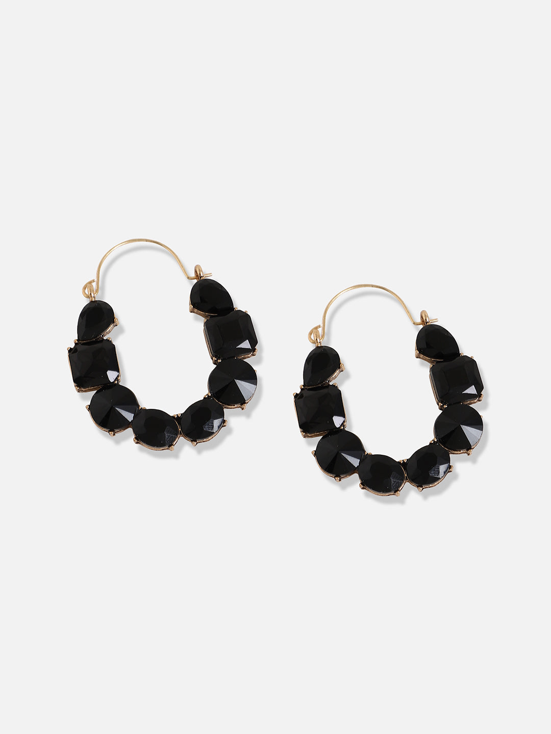 Gold Plated Designer Stone Casual Hoop Earring