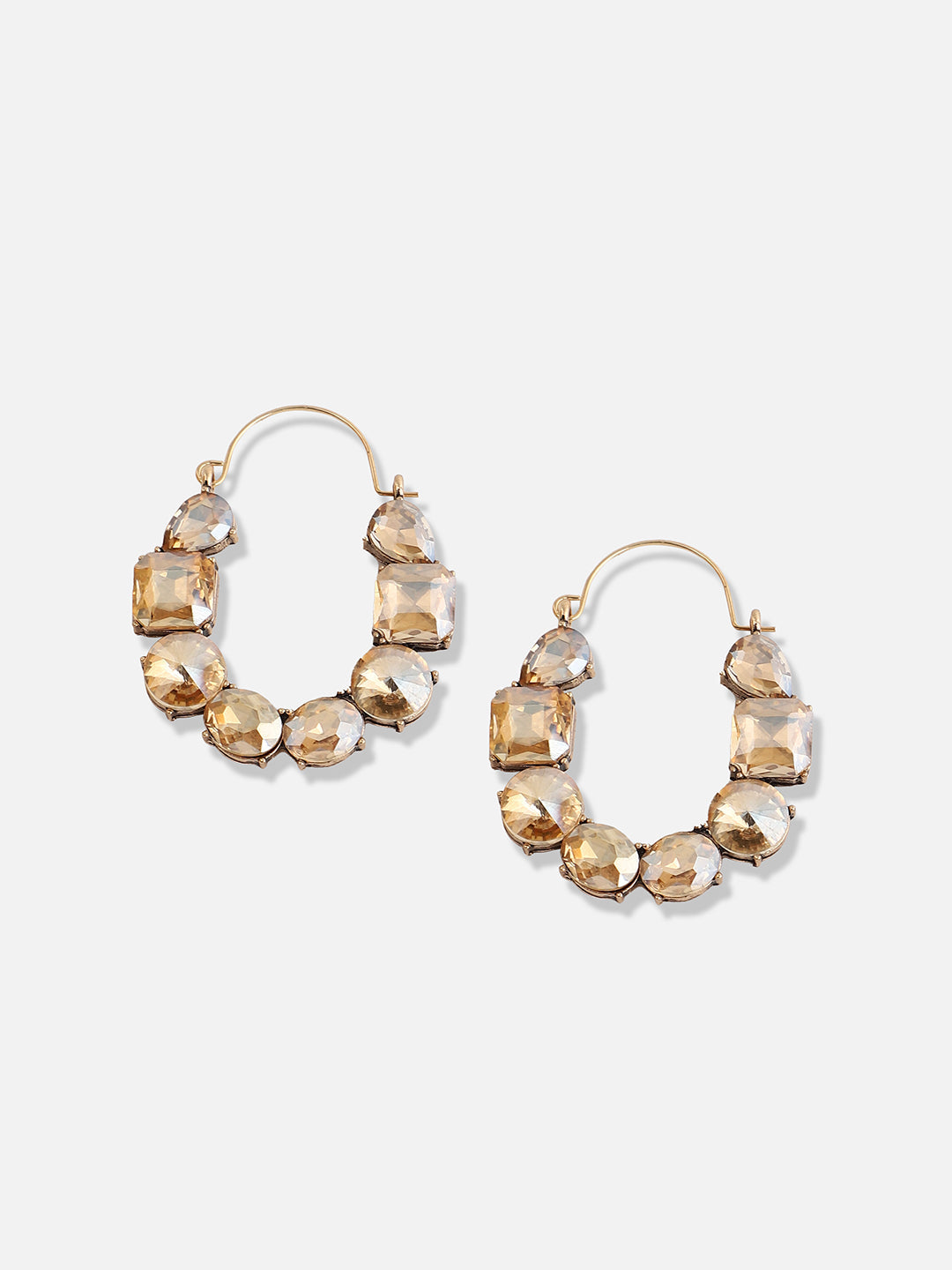 Gold Plated Designer Stone Casual Hoop Earring