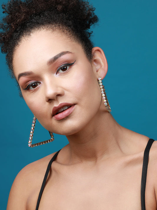 Gold-Plated Contemporary Drop Earrings