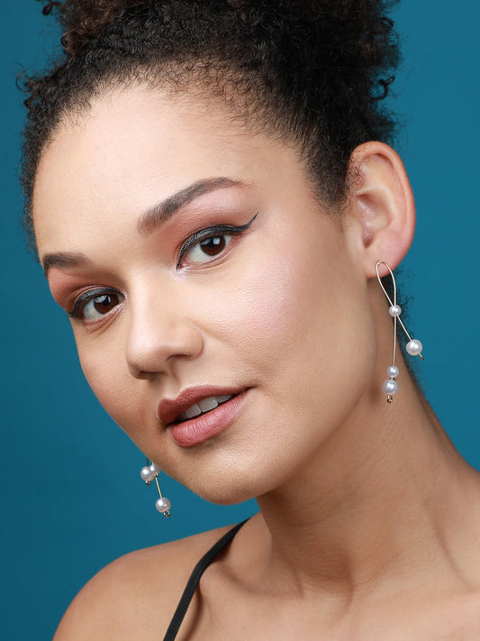 Gold-Plated Contemporary Drop Earrings