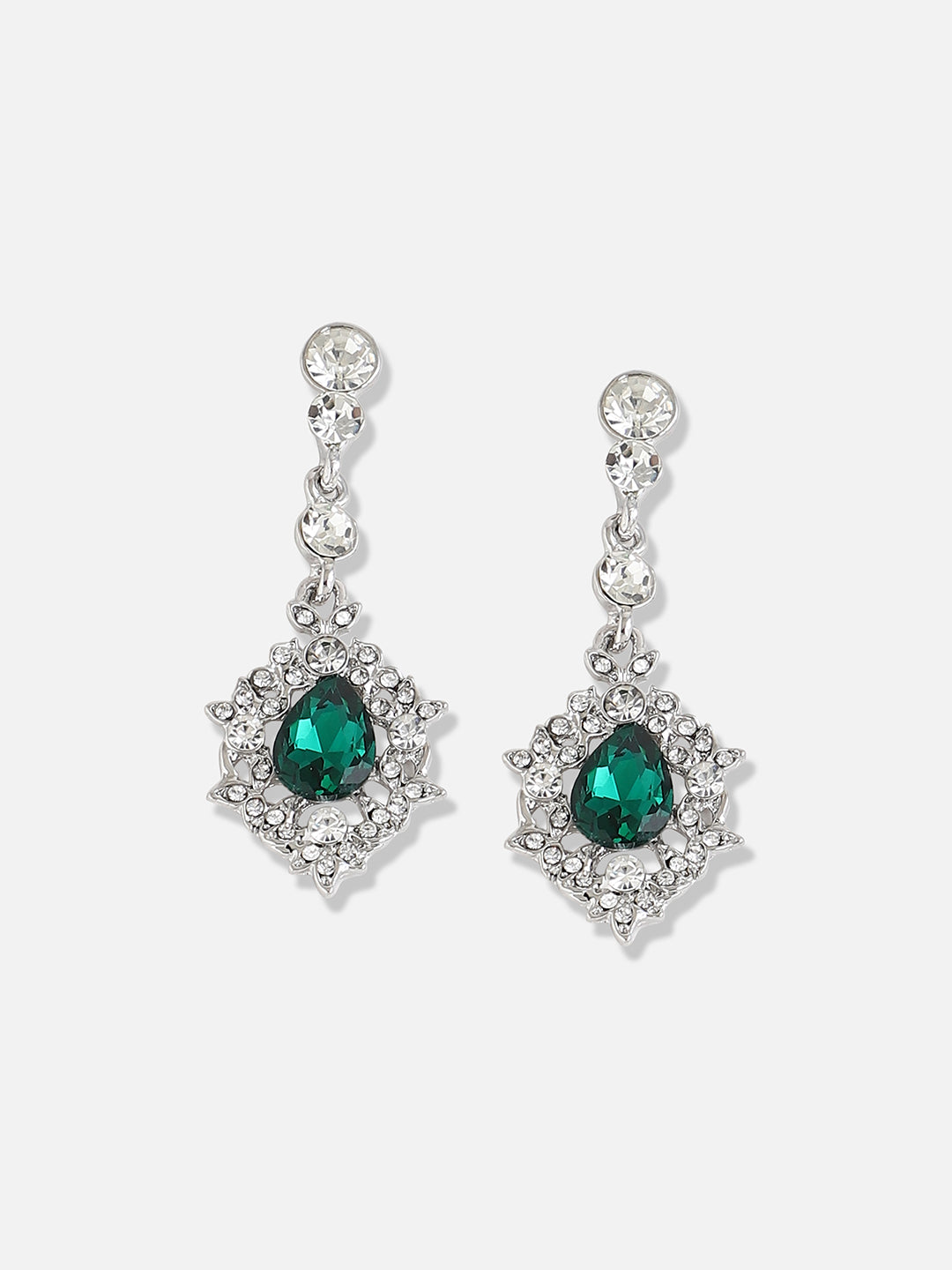 Silver Plated Designer Stone Party Drop Earring
