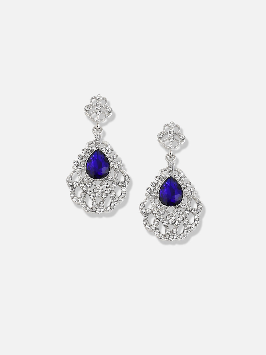 Silver Plated Designer Stone Party Drop Earring
