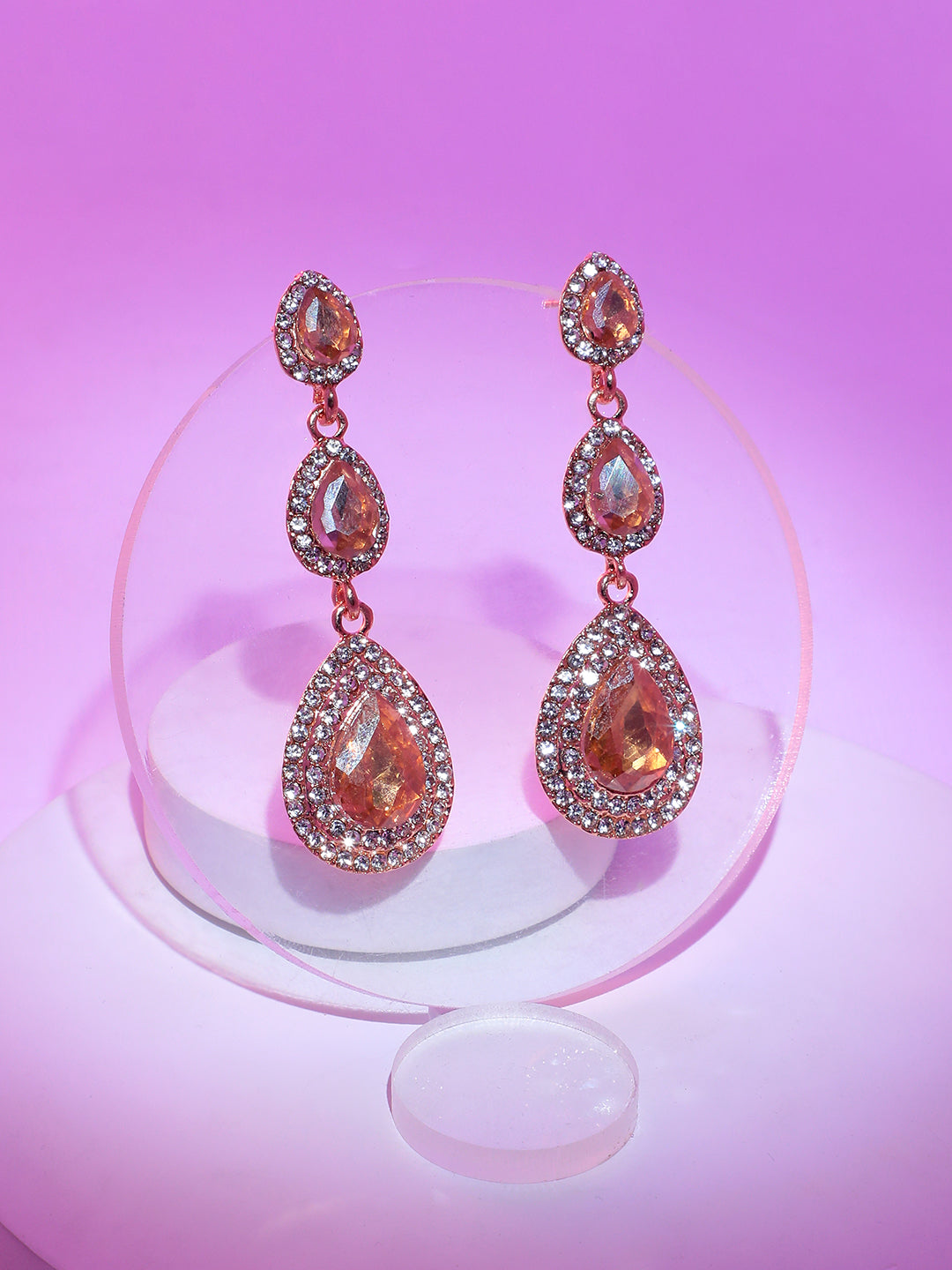 Gold Plated Designer Stone Party Drop Earring