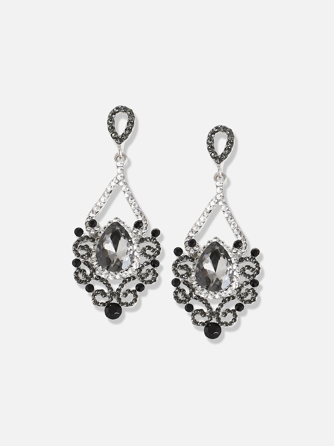 Silver Plated Designer Stone Casual Drop Earring