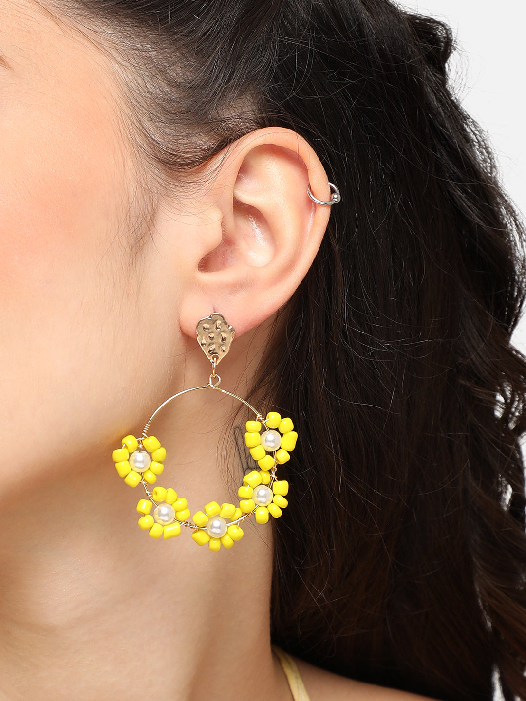 GOLD PLATED PARTY DESIGNER STONE DROP EARRING FOR WOMEN