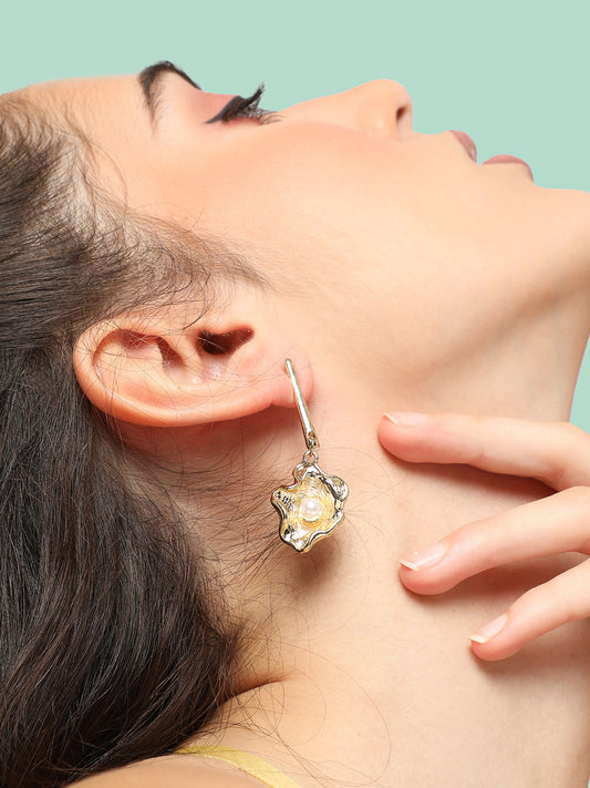GOLD PLATED PARTY PEARLS DROP EARRING FOR WOMEN