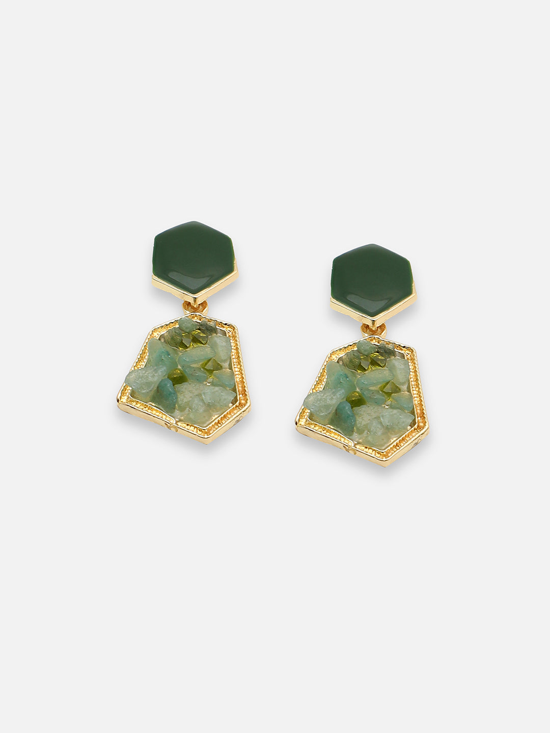 GOLD PLATED PARTY DESIGNER STONE DROP EARRING FOR WOMEN
