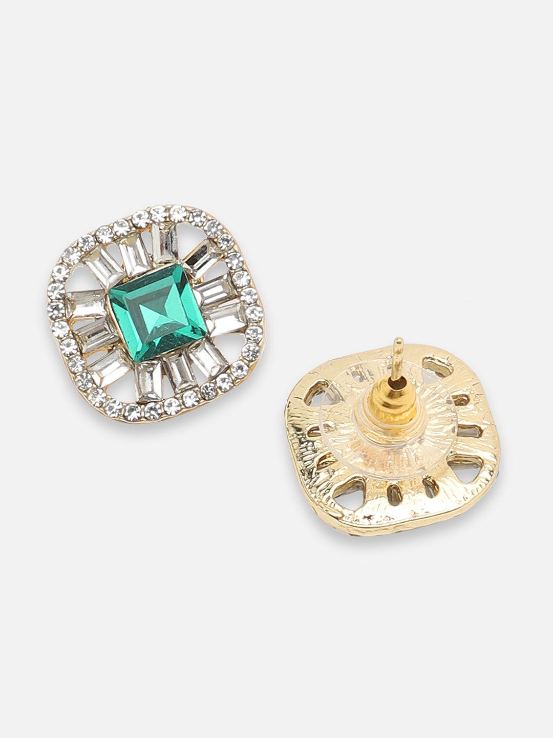 GOLD PLATED PARTY DESIGNER STONE STUD FOR WOMEN