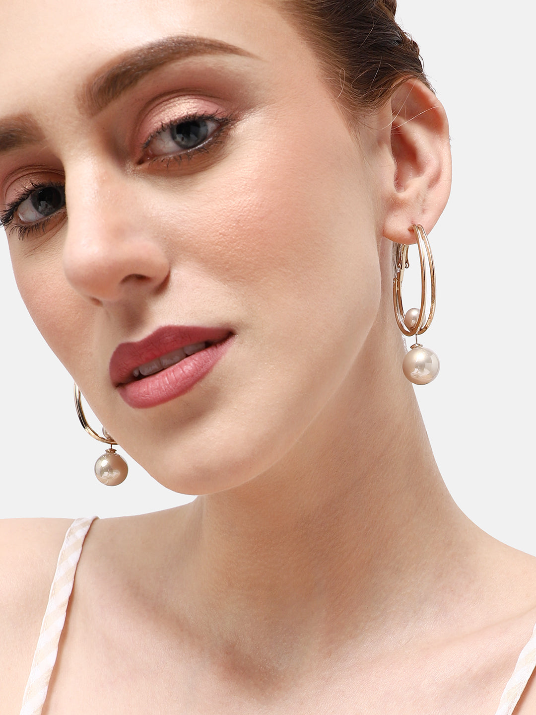 GOLD PLATED PARTY PEARLS DROP EARRING FOR WOMEN