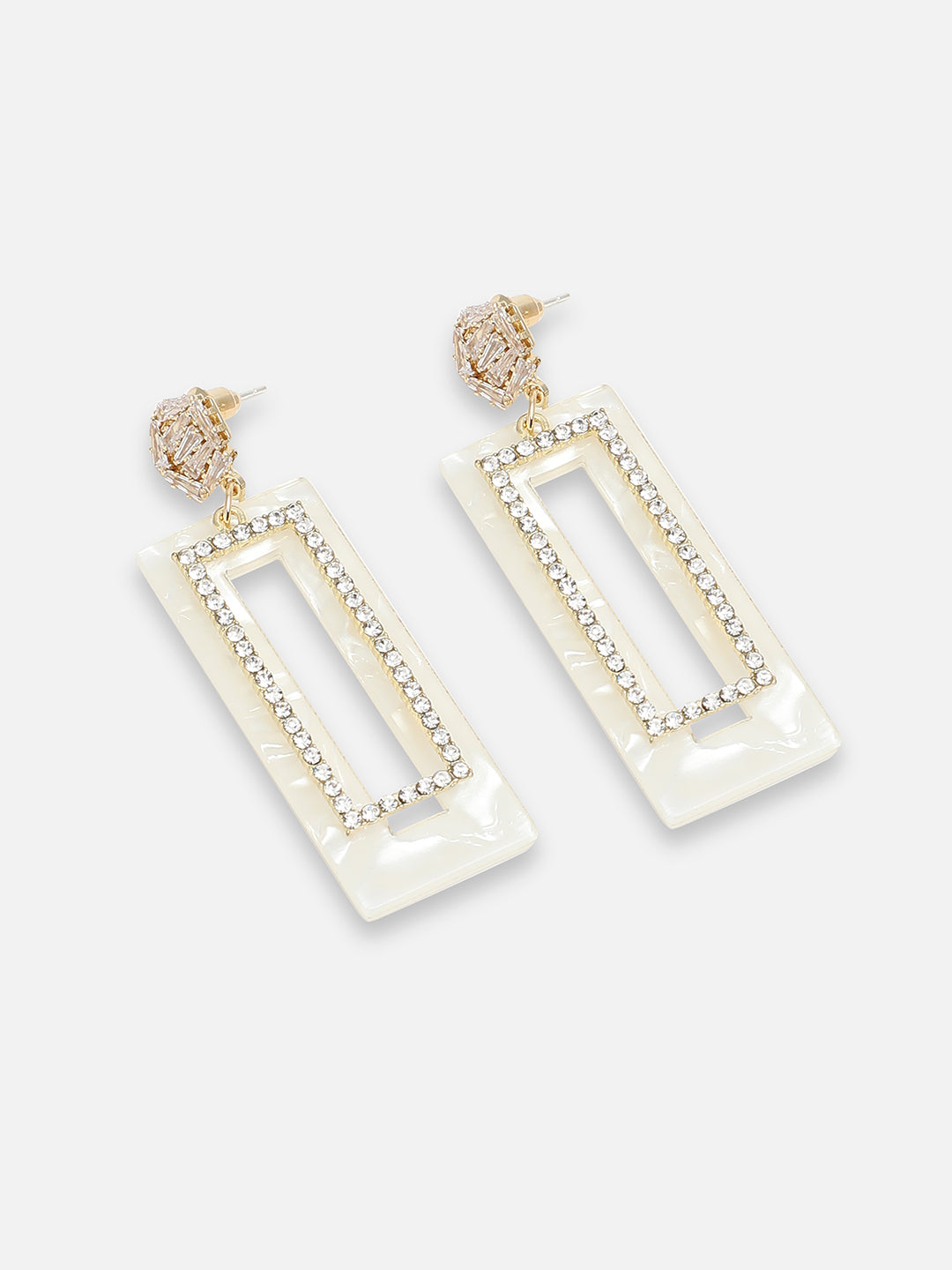 GOLD PLATED PARTY DESIGNER STONE DROP EARRING FOR WOMEN
