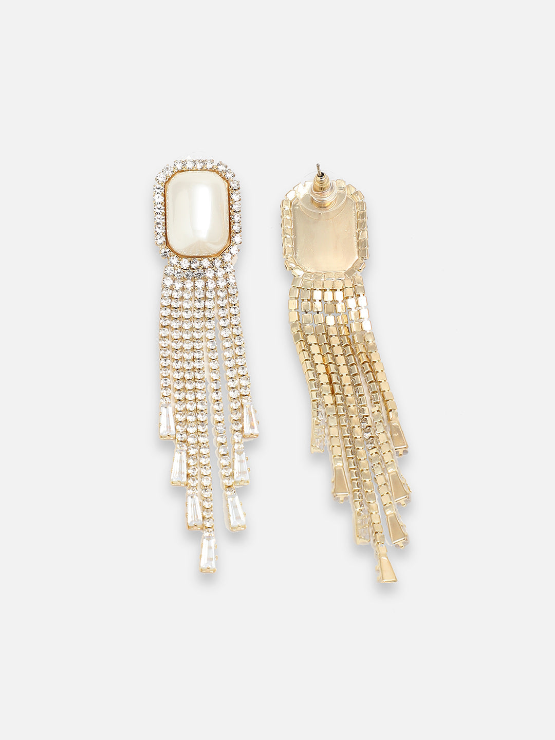 GOLD PLATED PARTY DESIGNER STONE DROP EARRING FOR WOMEN