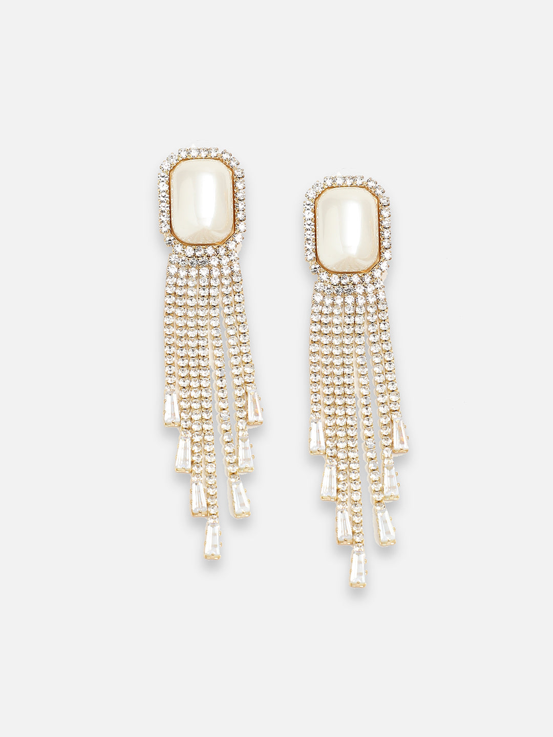 GOLD PLATED PARTY DESIGNER STONE DROP EARRING FOR WOMEN