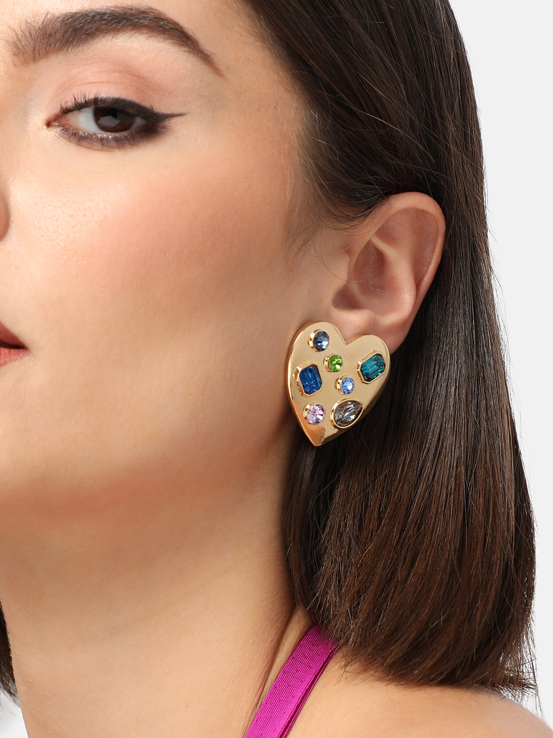 GOLD PLATED PARTY DESIGNER STONE DROP EARRING FOR WOMEN