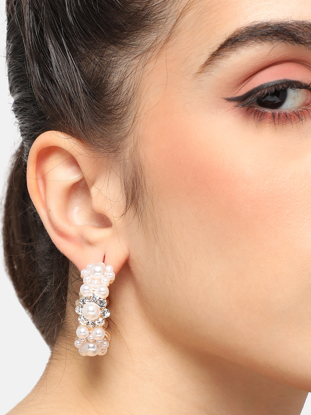 GOLD PLATED PARTY PEARLS DROP EARRING FOR WOMEN