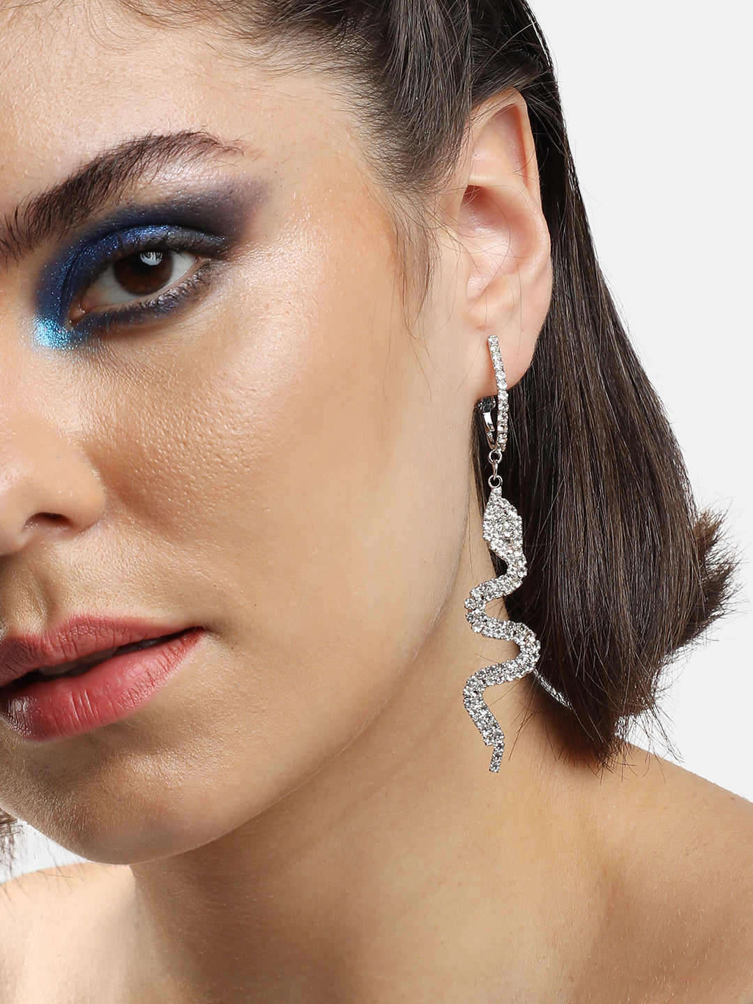GOLD PLATED PARTY DESIGNER STONE DROP EARRING FOR WOMEN