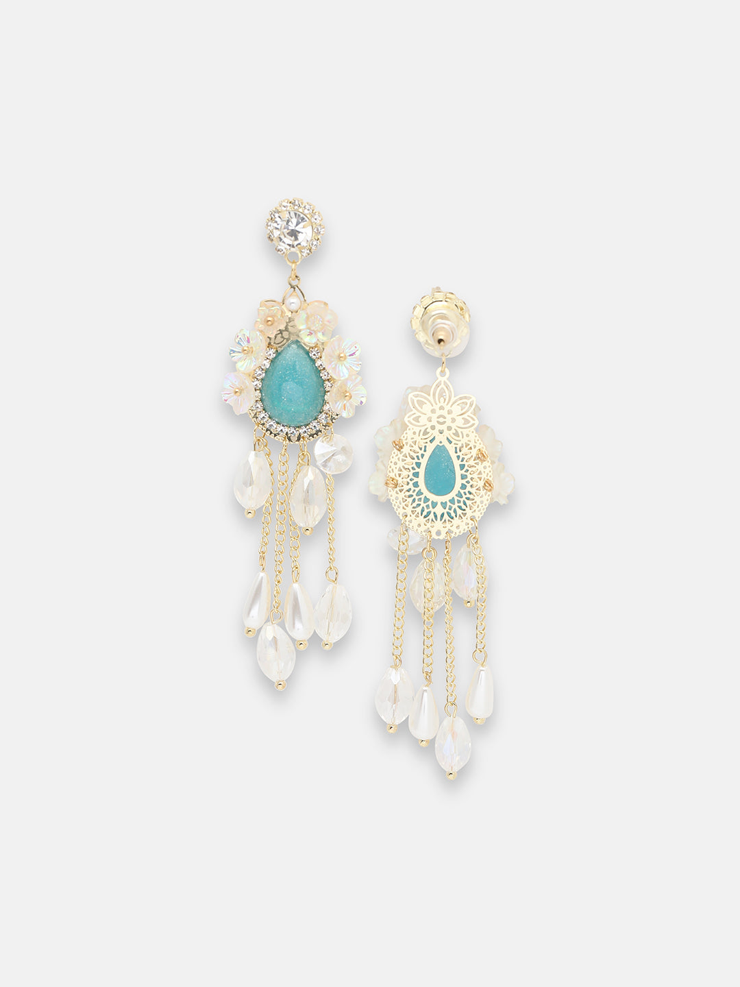 GOLD PLATED PARTY DESIGNER STONE DROP EARRING FOR WOMEN