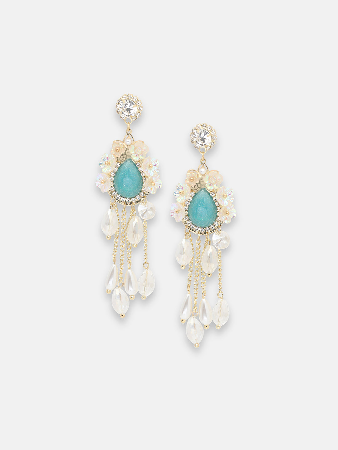GOLD PLATED PARTY DESIGNER STONE DROP EARRING FOR WOMEN