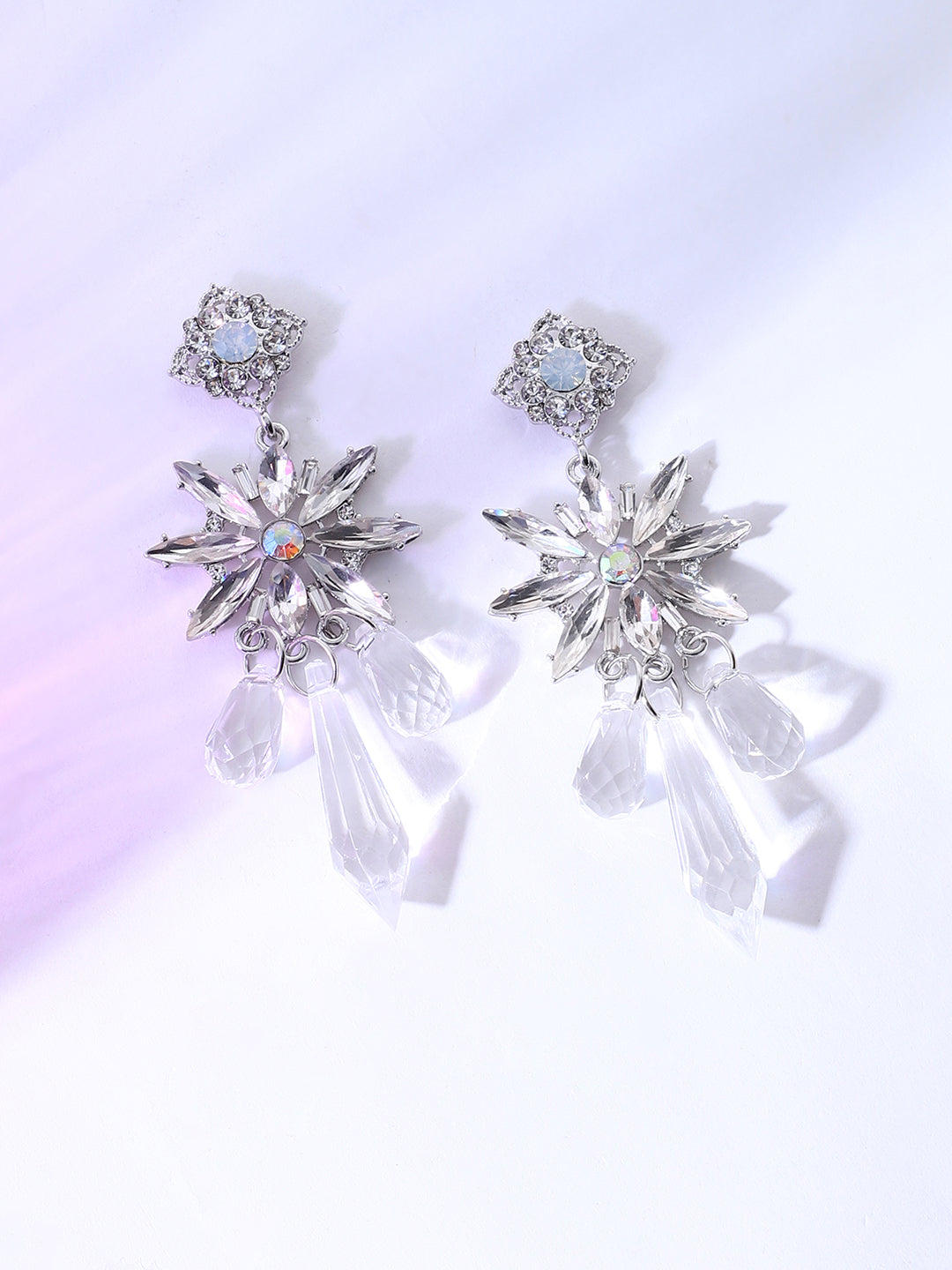 GOLD PLATED PARTY DESIGNER STONE DROP EARRING FOR WOMEN