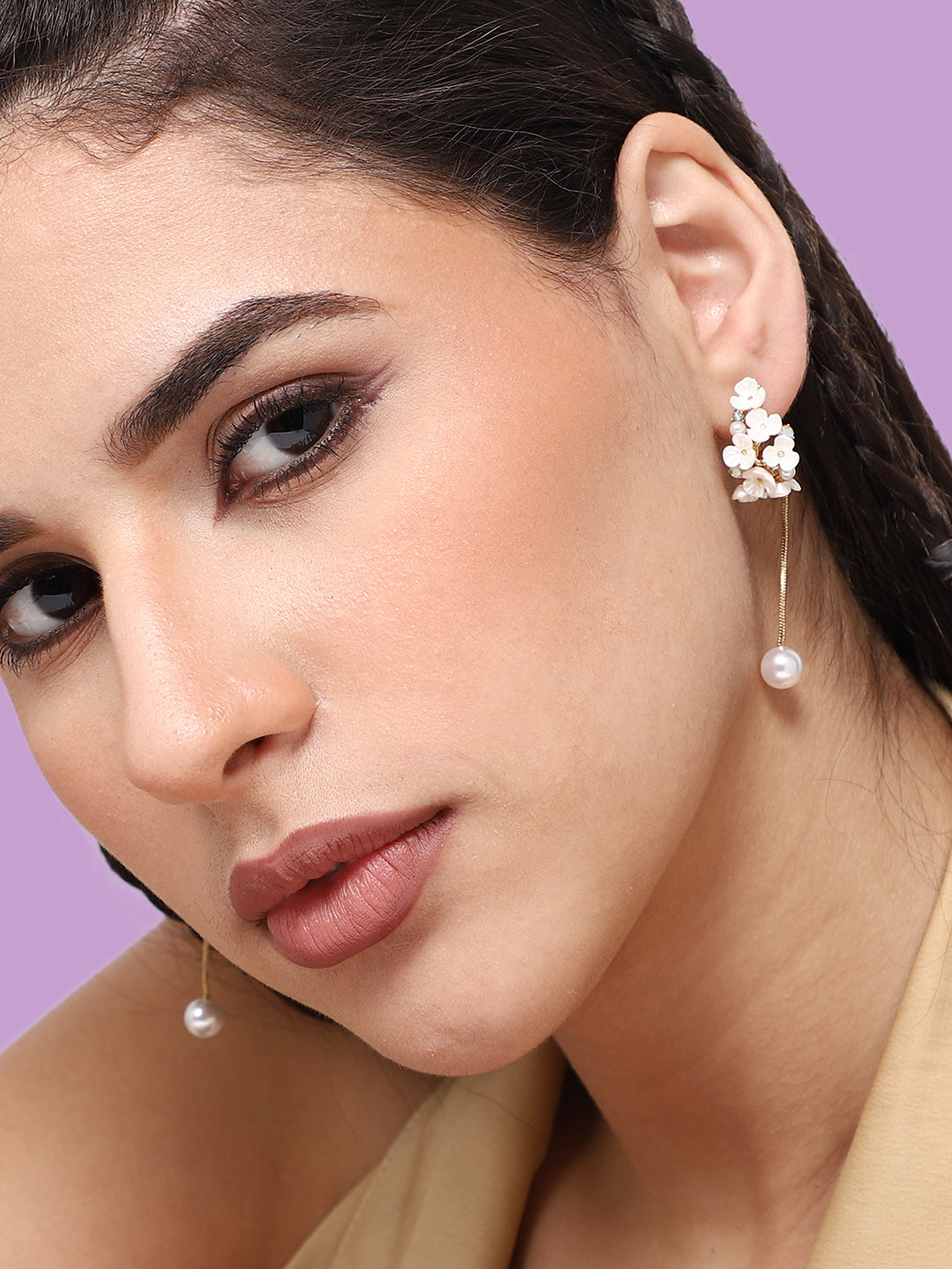 GOLD PLATED PARTY PEARLS DROP EARRING FOR WOMEN