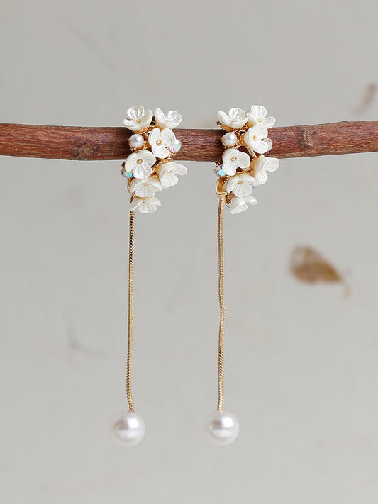 GOLD PLATED PARTY PEARLS DROP EARRING FOR WOMEN