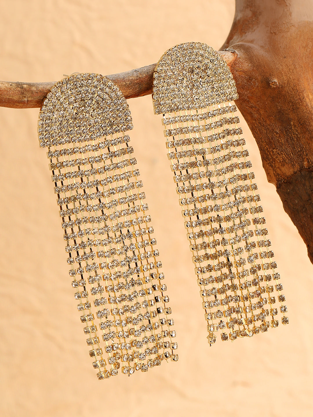 GOLD PLATED PARTY DESIGNER STONE DROP EARRING FOR WOMEN