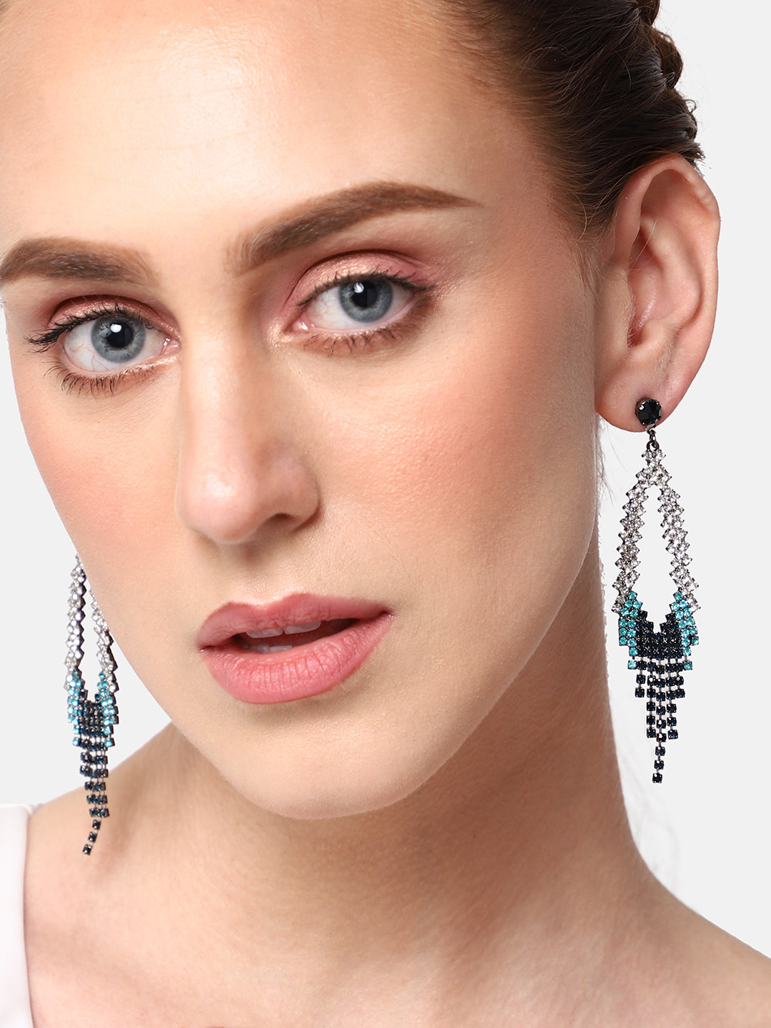 GOLD PLATED PARTY DESIGNER STONE DROP EARRING FOR WOMEN