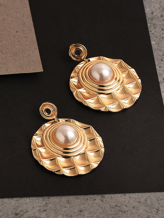 GOLD PLATED PARTY PEARLS DROP EARRING FOR WOMEN