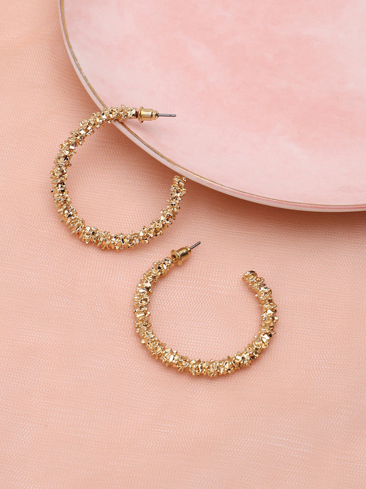 GOLD PLATED PARTY DESIGNER STONE HOOP EARRING FOR WOMEN