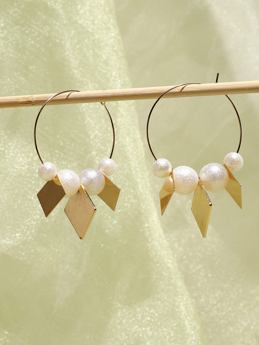 GOLD PLATED PEARL HOOP EARRINGS