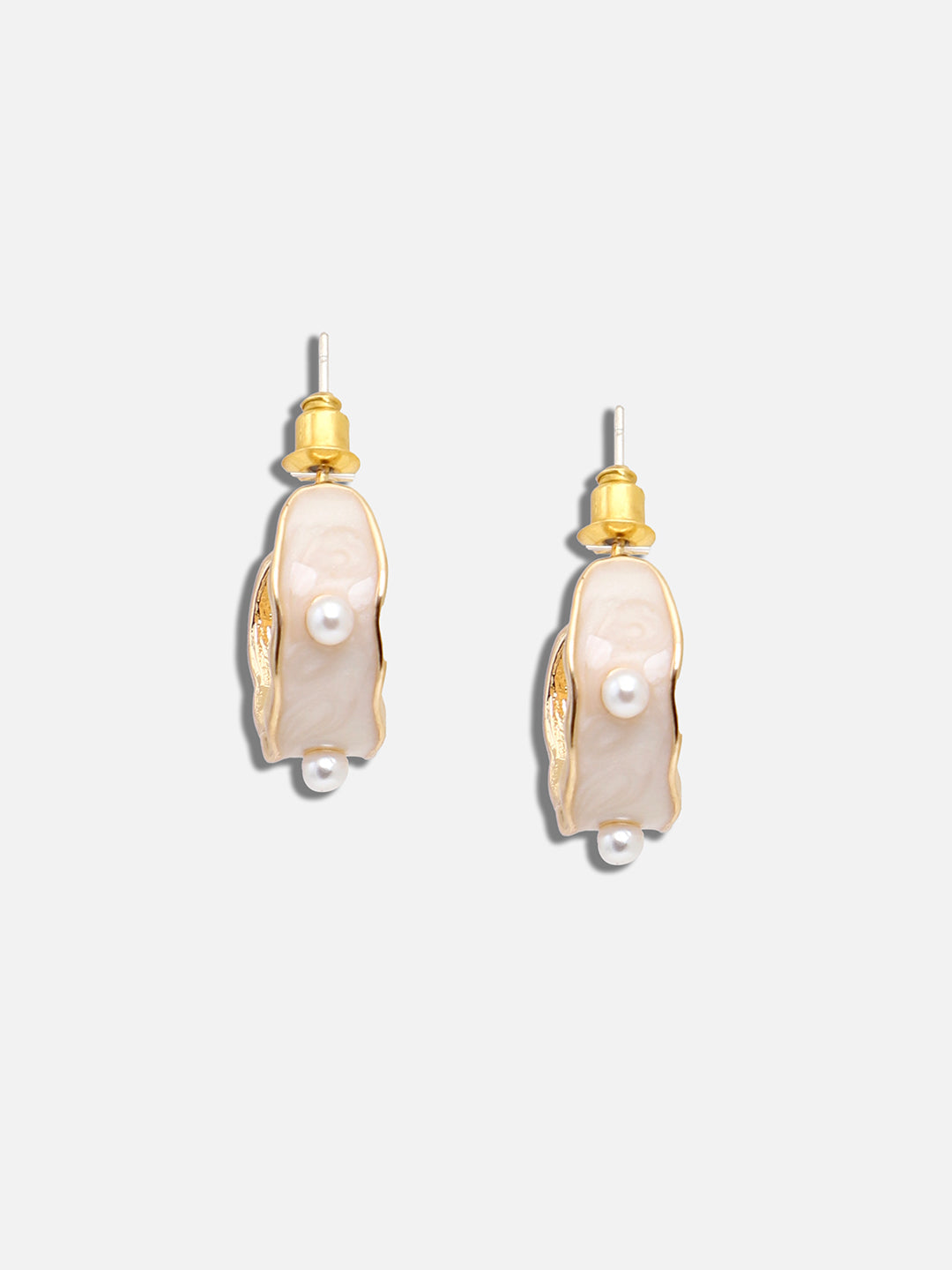 GOLD PLATED PARTY PEARLS HOOP EARRING FOR WOMEN