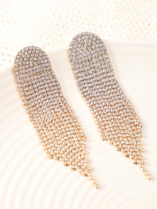 GOLD PLATED PARTY DESIGNER STONE DROP EARRING FOR WOMEN