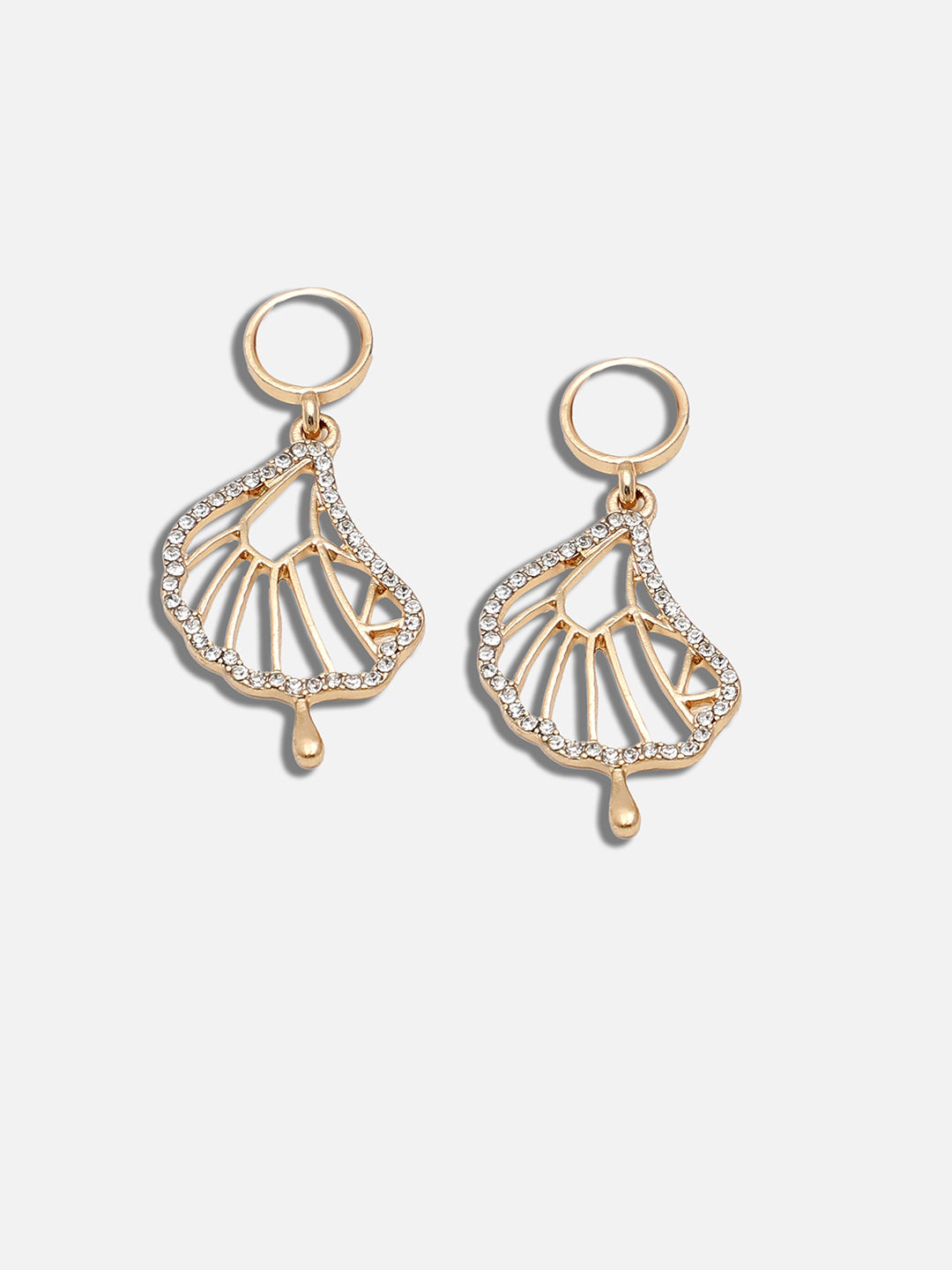 GOLD PLATED PARTY DESIGNER STONE AND PEARLS DROP EARRING FOR WOMEN
