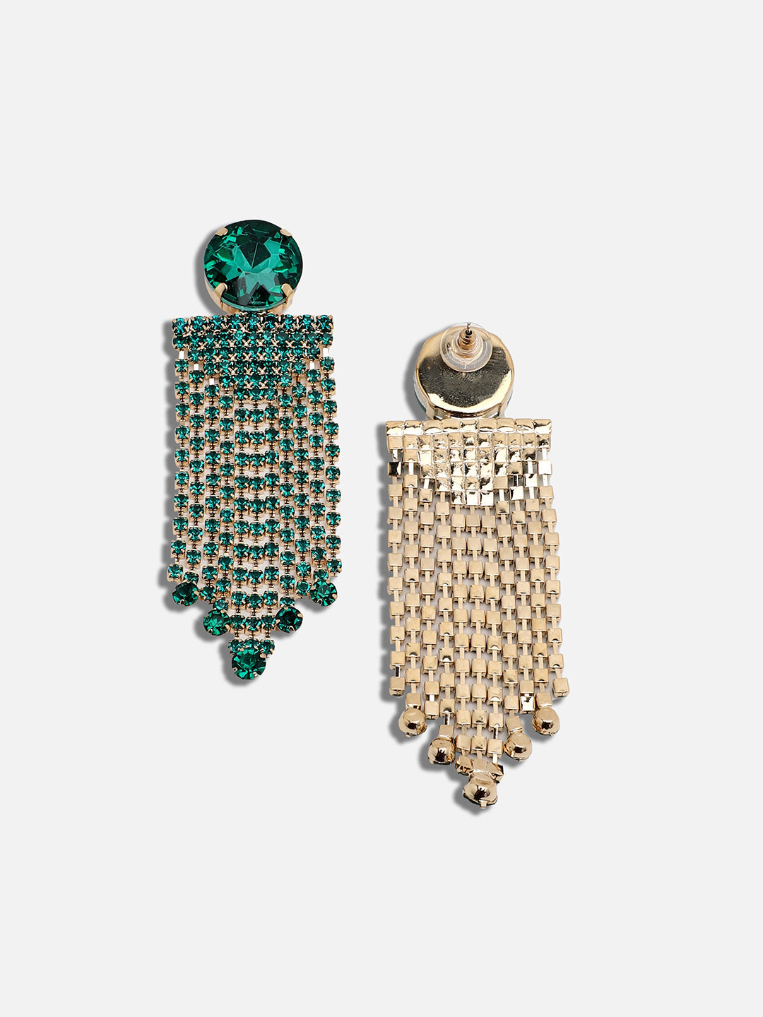 GOLD PLATED PARTY DESIGNER STONE DROP EARRING FOR WOMEN