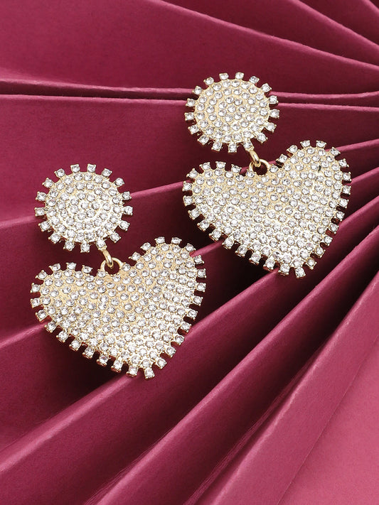 GOLD PLATED PARTY RHINESTONES DROP EARRING FOR WOMEN
