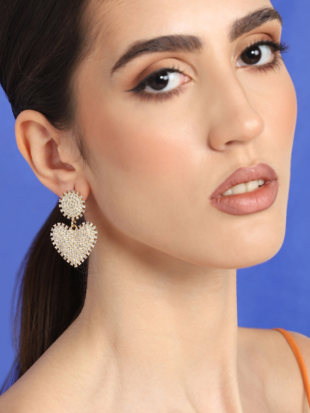 GOLD PLATED PARTY RHINESTONES DROP EARRING FOR WOMEN