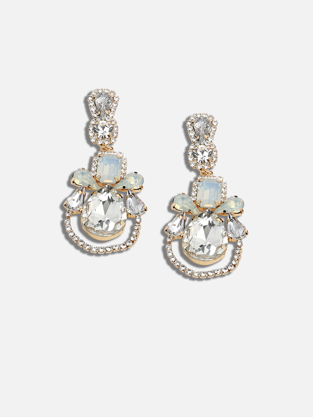 GOLD PLATED PARTY DESIGNER STONE DROP EARRING FOR WOMEN